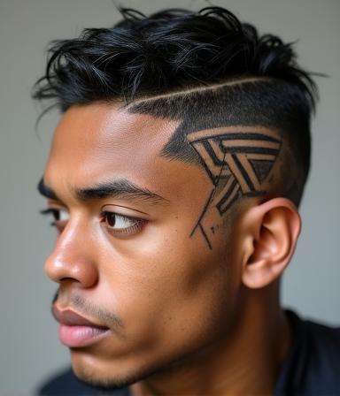 Geometric hair design creative cut Brooklyn